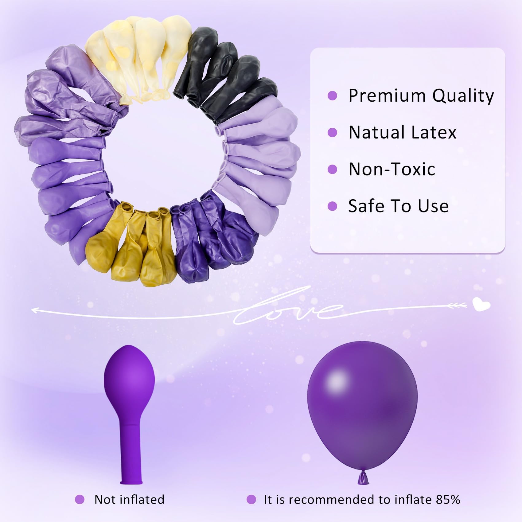 150Pcs Purple Balloon Garland Arch Kit, Butterfly Dark Purple Gold Lavender Metallic Light Pastel lilac Confetti Balloons for Girl Princess Butterfly Birthday Baby Shower Wedding Party Decorations