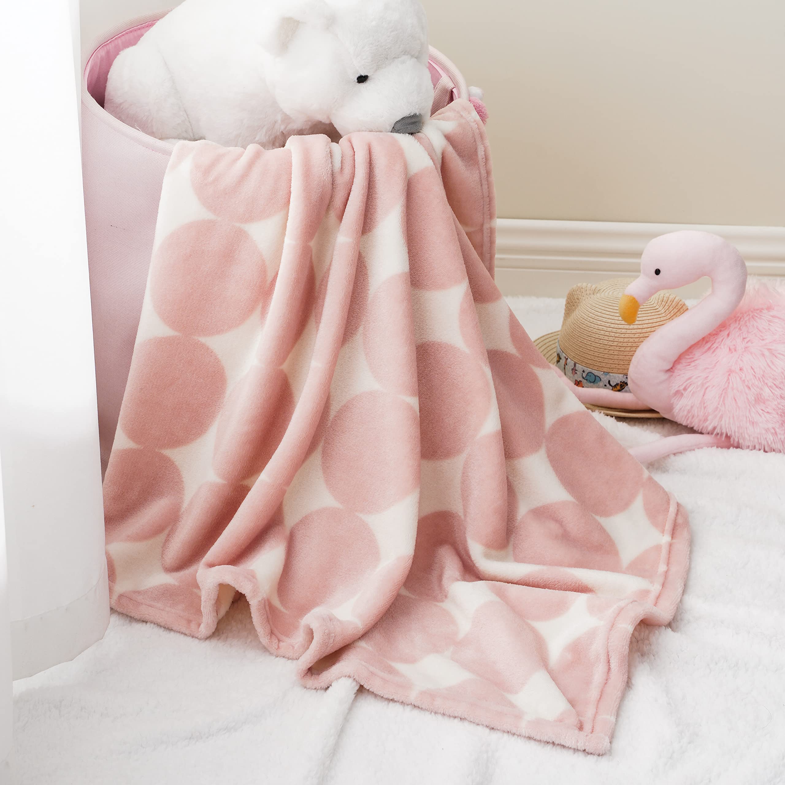 Bunnikins & Clover Lightweight Plush Flannel Baby Blanket Super Soft for Boys and Girls, Kids Floral Fleece Baby Blanket, Portable Bed Throws for Baby Crib and Toddler Bed, 30"x36"