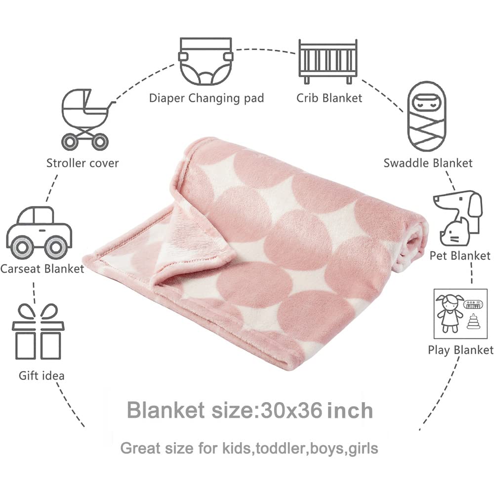 Bunnikins & Clover Lightweight Plush Flannel Baby Blanket Super Soft for Boys and Girls, Kids Floral Fleece Baby Blanket, Portable Bed Throws for Baby Crib and Toddler Bed, 30"x36"
