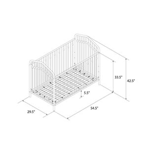 Novogratz Bushwick Metal Crib with Adjustable Mattress Height, Off White