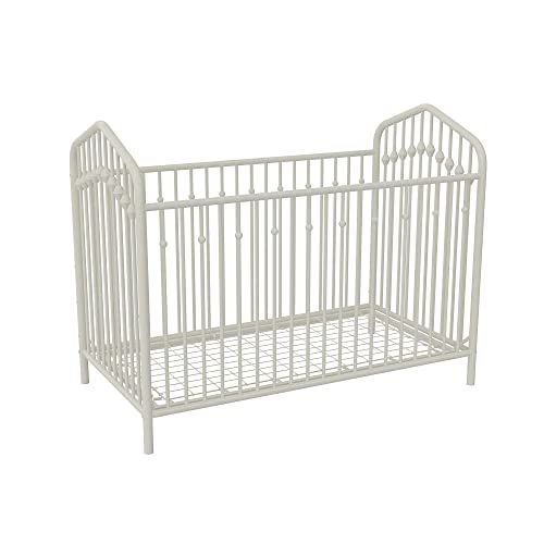 Novogratz Bushwick Metal Crib with Adjustable Mattress Height, Off White