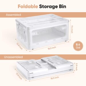 4 Pack Closet Organizers and Storage 8.4 Gal, Collapsible Storage Bins, Storage Bins with Lids and Wheels, Stackable Closet Organizer Trunk Car Organizer, Plastic Foldable Box for Home Dorm Room