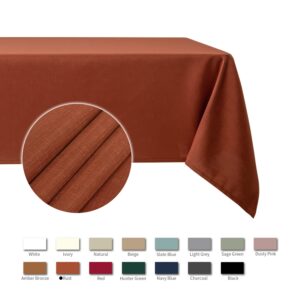 maxmill Slubby Textured Rectangle Tablecloth Water Resistant Wrinkle Free Spill-Proof, Soft Fall Table Cloth for Thanksgiving Parties Harvest Holiday Dinner, Halloween Decoration, 60 x 84 Inch Rust