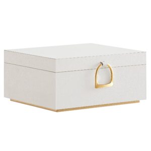 songmics 2-layer jewelry box, jewelry organizer with handle, removable jewelry tray, jewelry storage, floating effect, 8.1 x 9.4 x 4.3 inches, gift idea, white ujbc165w01