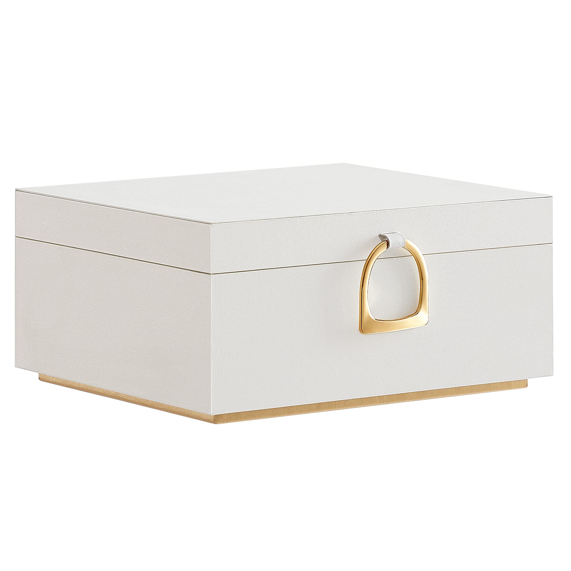 SONGMICS 2-Layer Jewelry Box, Jewelry Organizer with Handle, Removable Jewelry Tray, Jewelry Storage, Floating Effect, 8.1 x 9.4 x 4.3 Inches, Gift Idea, White UJBC165W01