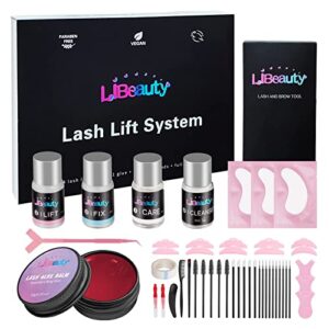 libeauty lash lift kit with new glue balm lash perm kit korea for eyelash curling and brow lamination complete tools diy set easy for beginner use at salon & home (pink)
