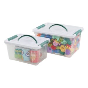 nesmilers 14 quarts & 7 quarts storage bins with lids, 2-pack clear plastic totes boxes