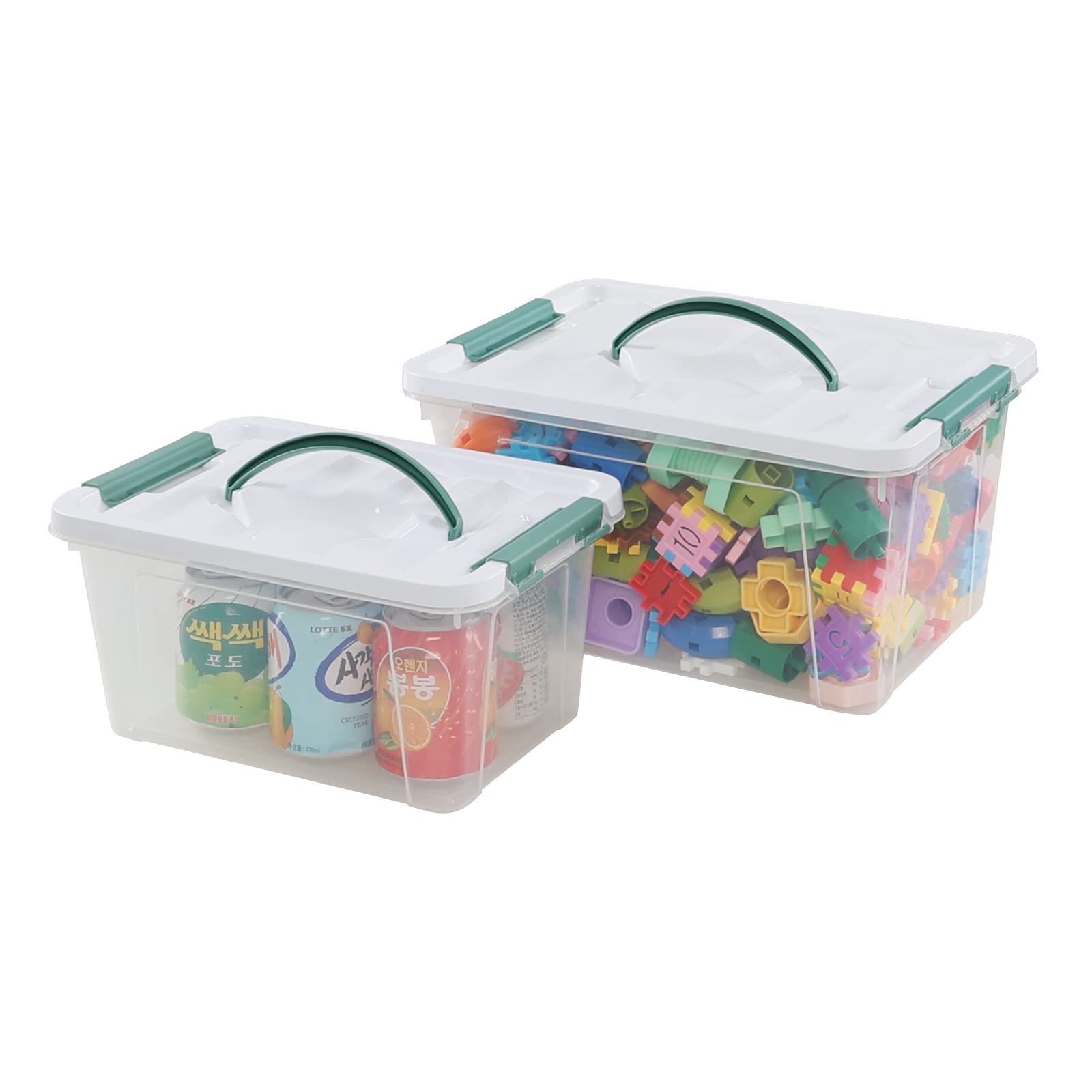 Nesmilers 14 Quarts & 7 Quarts Storage Bins with Lids, 2-pack Clear Plastic Totes Boxes