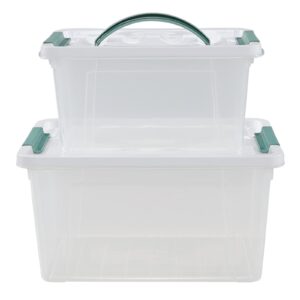 Nesmilers 14 Quarts & 7 Quarts Storage Bins with Lids, 2-pack Clear Plastic Totes Boxes