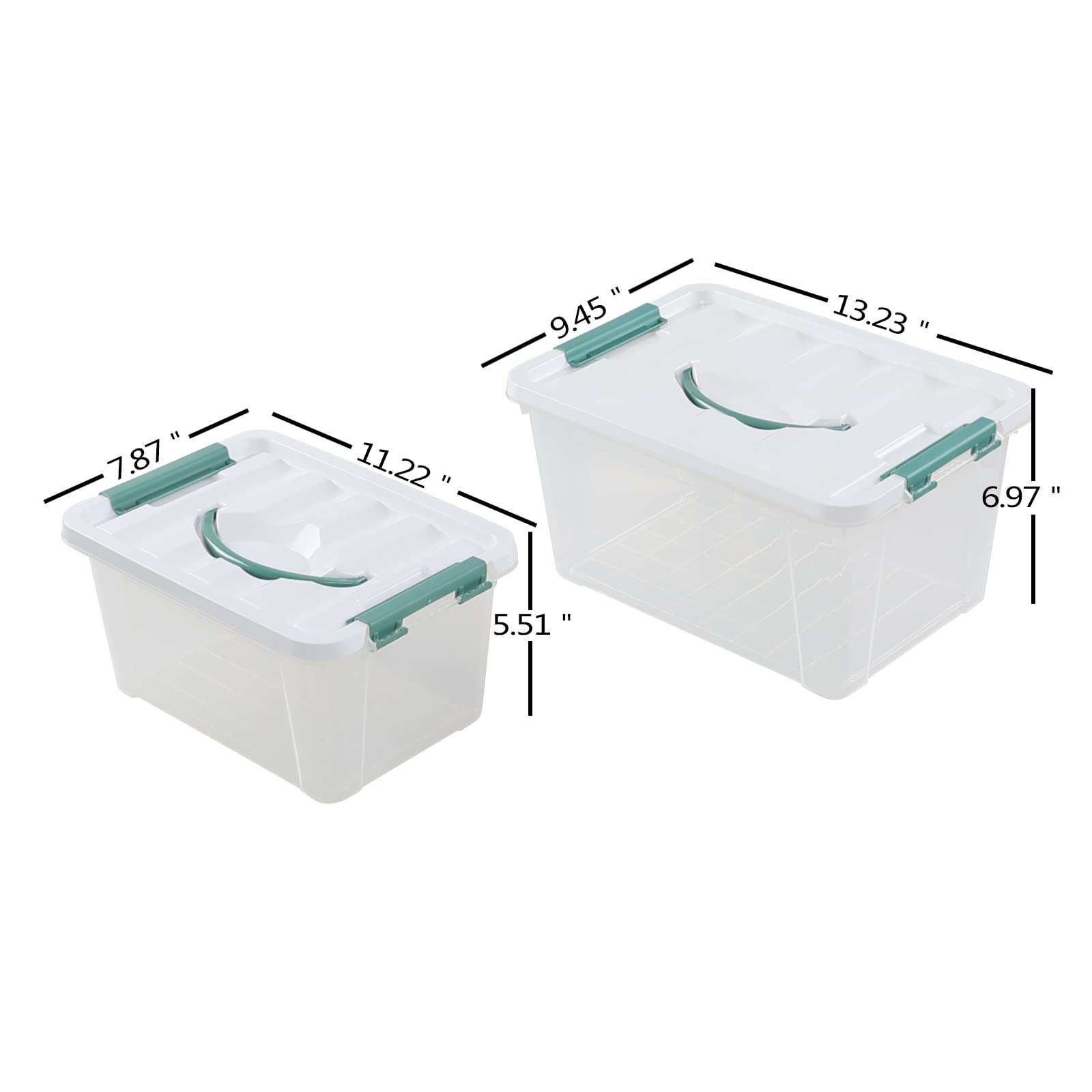 Nesmilers 14 Quarts & 7 Quarts Storage Bins with Lids, 2-pack Clear Plastic Totes Boxes