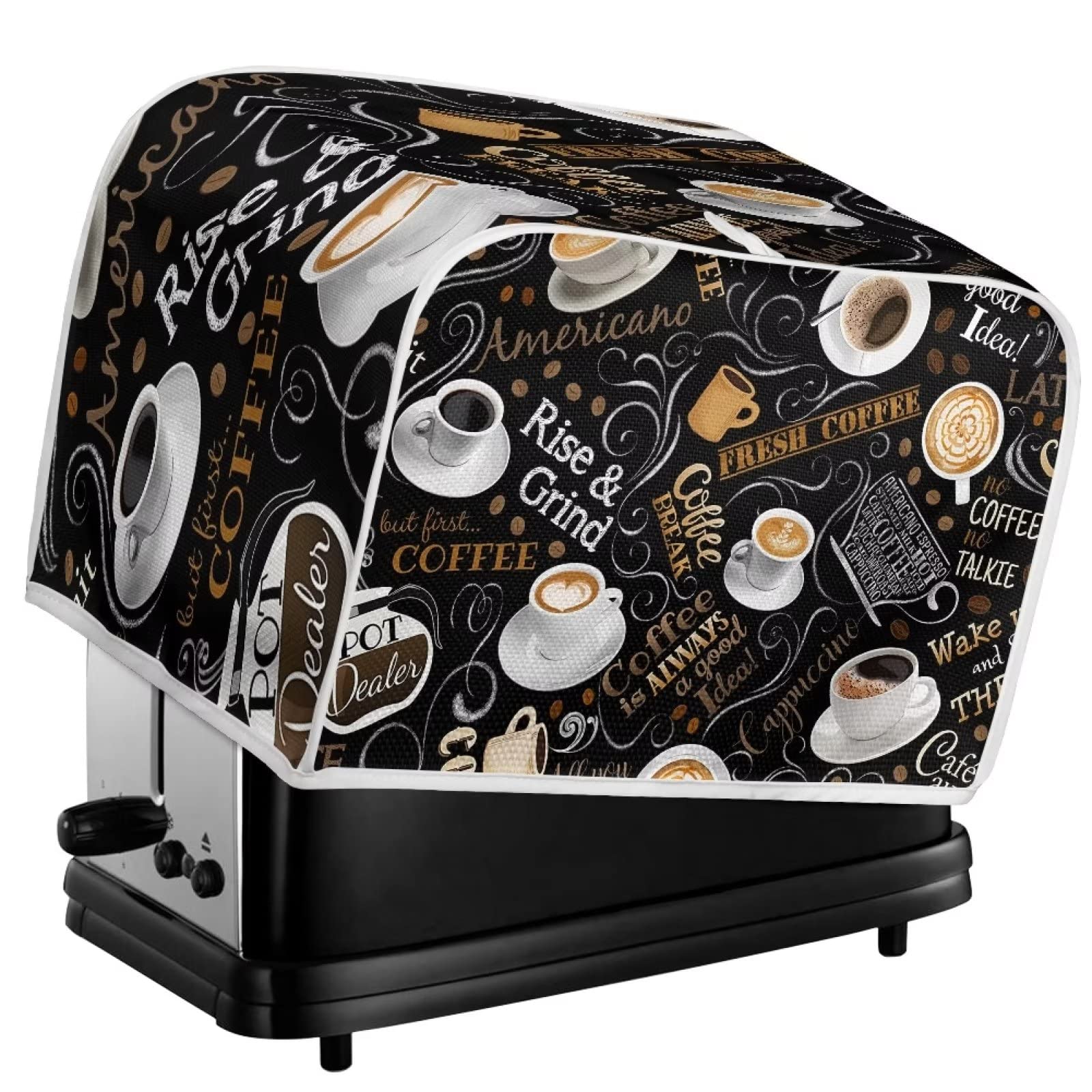 AFPANQZ Coffee Print Kitchen Toaster Covers Universal 4 Slice Bread Toaster Cover Protection Stain Resistant Dustproof Bread Maker Covers