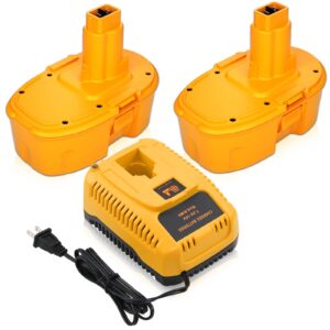 2pack 18v 3600mah dc9096 dc9098 replacement battery compatible with dewalt 18 volt battery dc9099 dw9098 dw9099 dw9095 dw9096 de9039 de9098 and dc9310 charger for 7.2-18v ni-cad ni-mh battery (yellow)