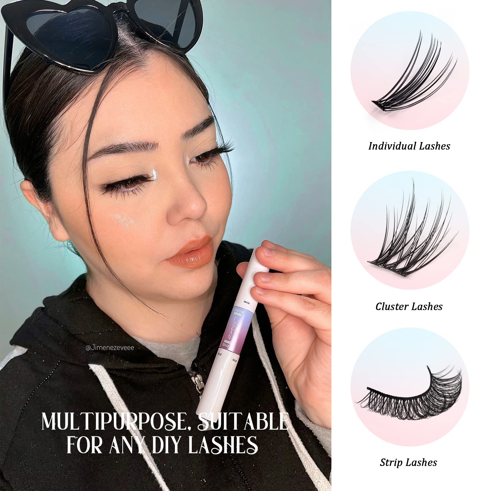 LANKIZ Lash Bond and Seal, Eye Lash Glue, Cluster Lash Glue, Individual Lash Glue for DIY Lash Extension, Individual Lash Clusters, False Strip Lashes, Super Hold 48 Hours Overnight Adhesive