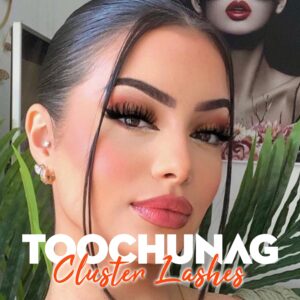 TOOCHUNAG D Curl Lash Clusters Fluffy False Eyelashes 18mm Wispy Volume Individual Lashes Extensions 56 Pcs Natural Fake Eyelashes Clusters