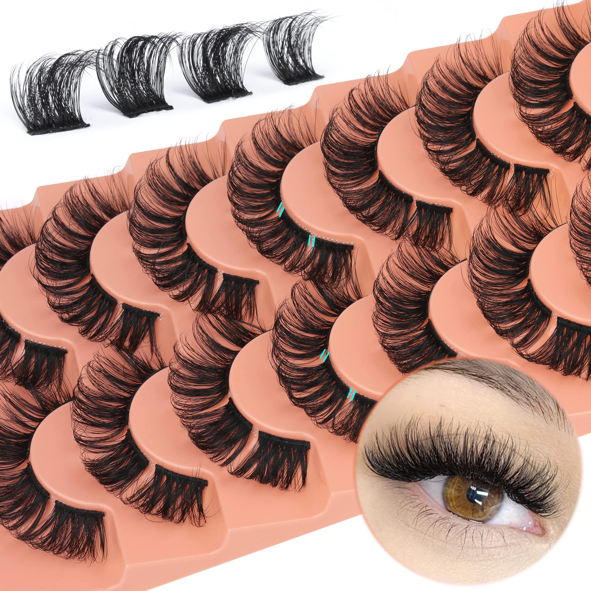 Lash Clusters False Eyelashes 18mm 5D Fluffy Faux Mink Lashes Extensions 56 Pcs DIY Wispy Volume Individual Lashes by TOOCHUNAG