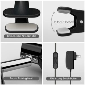 deeloop Clip on Light 5W Ultra Bright 330° Rotation Book Reading Clip on Lamp for Bed/Bedside Headboard/Table/Bunk/Desk Lighting Black