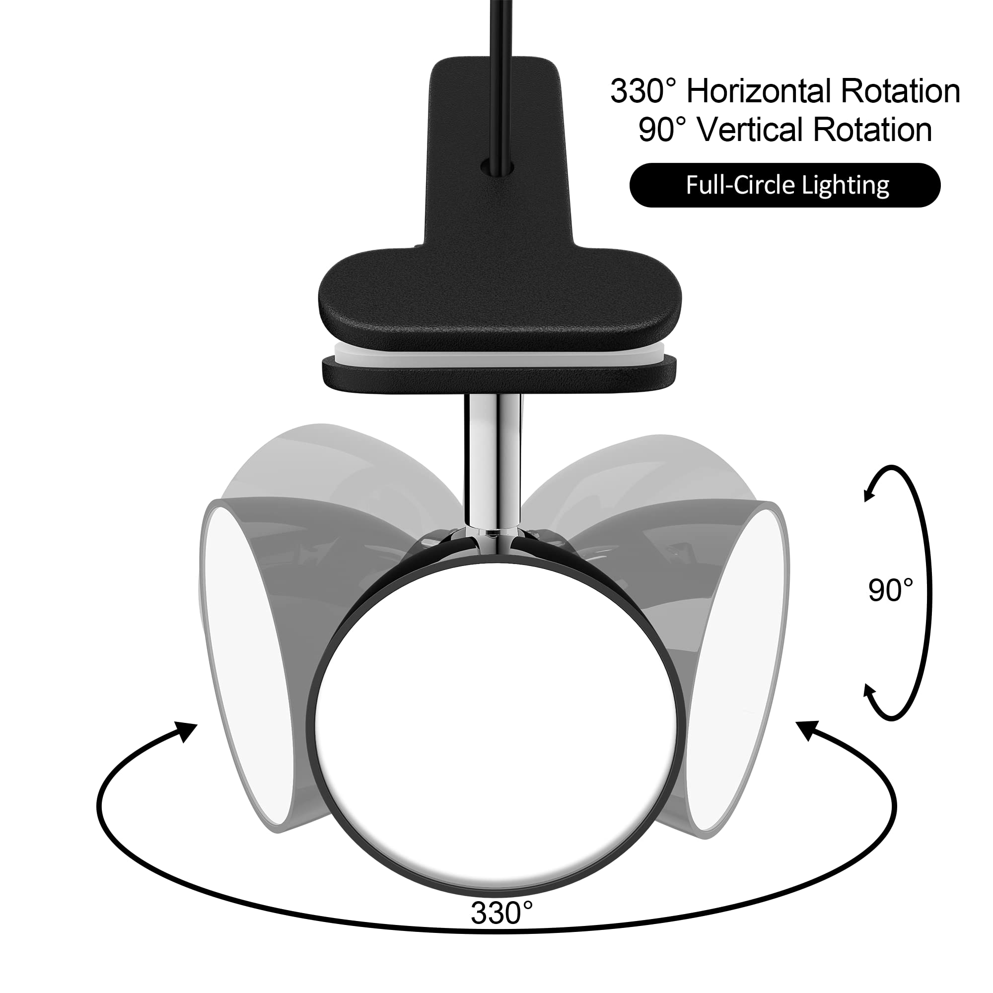 deeloop Clip on Light 5W Ultra Bright 330° Rotation Book Reading Clip on Lamp for Bed/Bedside Headboard/Table/Bunk/Desk Lighting Black