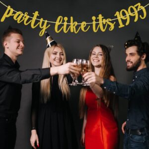 Party Like It's 1993 Banner, 31th Birthday Anniversary Party Decorations, Back in 1993 Birthday Decor, Pre-Strung, Gold Glitter