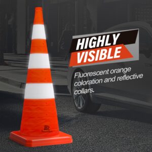 RoadHero 36 Inch [4 Pack] Collapsible Traffic Safety Cones, Multi Purpose Pop-up Cones with Reflective Collar for Road Safety, Orange Cones for Driving Training, Parking Lots
