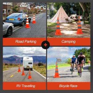 RoadHero 36 Inch [4 Pack] Collapsible Traffic Safety Cones, Multi Purpose Pop-up Cones with Reflective Collar for Road Safety, Orange Cones for Driving Training, Parking Lots