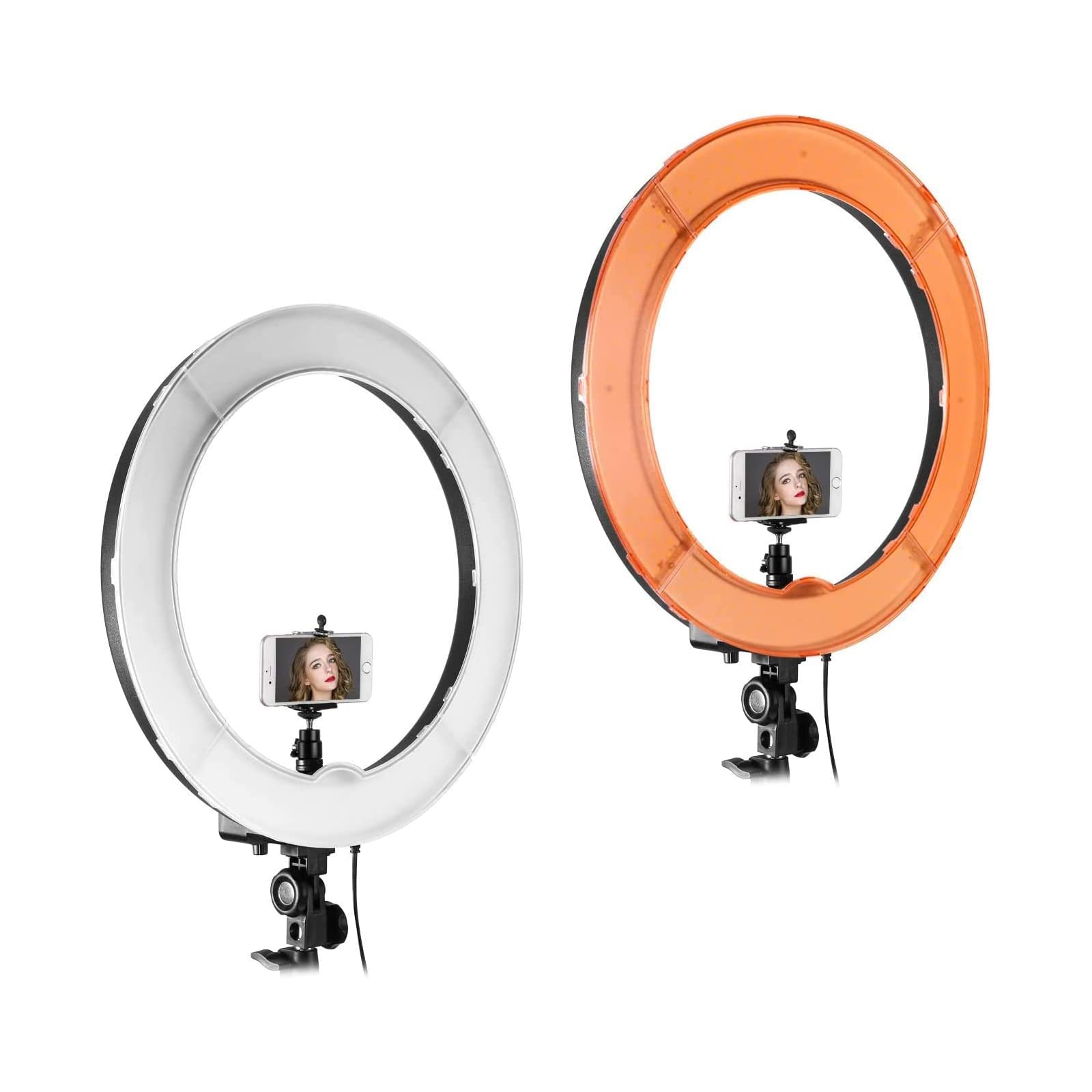 NEEWER Ring Light Kit with Stand Kit, 18in/48cm 53W CRI 95+ LED Dimmable, with Bendable Sotftube, Filters, Shutter, Phone Holder, Bag, for Makeup, Live Streaming, YouTube/TikTok (US Plug)