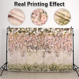 Floral Wedding Backdrop for Photoshoot 7x5ft Pink and White Flower Photography Background Vinyl Flowers Wall Backdrop Wedding Birthday Baby Shower Party Decorations Banner Studio Photo Booth Props