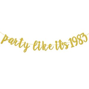 party like it's 1983 banner, 41st birthday anniversary party decorations, back in 1983 birthday decoration, pre-strung, gold glitter