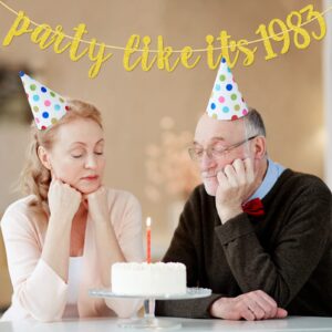 Party Like It's 1983 Banner, 41st Birthday Anniversary Party Decorations, Back in 1983 Birthday Decoration, Pre-Strung, Gold Glitter
