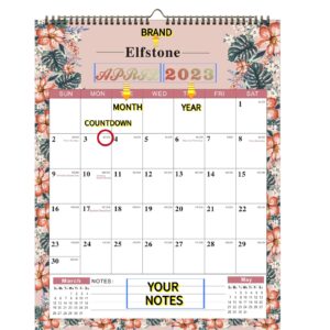 Elfstone 11x14 Inch Light Pink Color Wall Calendar-2023 December- 2024 September-Tear-Off Monthly Calendar with Built-in Hanging