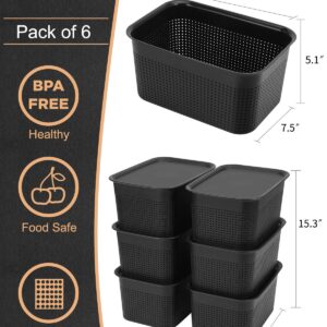 KoTuosy Plastic Storage Baskets with Lids Baskets for Organizing Organizer Bins 6.8 Qt Stackable Storage Bins with Lids Tiny Holes, Storage Containers, Plastic Bins with Handle