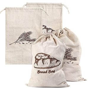 Reusable Linen Bread Bags for Homemade Bread Container, Set of 2 Reusable Bread Storage, Natural Large Storage for Artisan Bread (Unbleached)