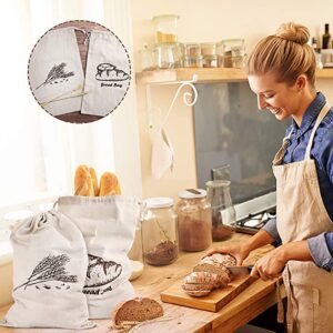 Reusable Linen Bread Bags for Homemade Bread Container, Set of 2 Reusable Bread Storage, Natural Large Storage for Artisan Bread (Unbleached)