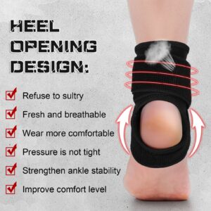 Honoson 2 Pcs Ankle Brace Kids Breathable Neoprene Ankle Support Ankle Compression Sleeve Comfortable Achilles Tendonitis Relief Elastic Foot Brace with Adjustable Wrap for Sprained Plantar Fasciitis