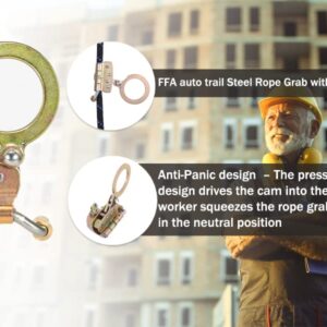 FHFallArrest Fall Protection Rope Grab with Anti-Panic Feature, Auto-Trail Double Locking Rope Grabs Fall Arrester, Used with 5/8” Lifeline Rope, for Construction, Climbing, Comply to ANSI/OSHA