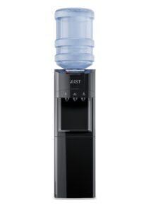 mist top loading water cooler dispenser, hot, cold & room temperature water, child safety lock, holds 3 or 5 gallon bottles, perfect for home and office use energy star approved - black
