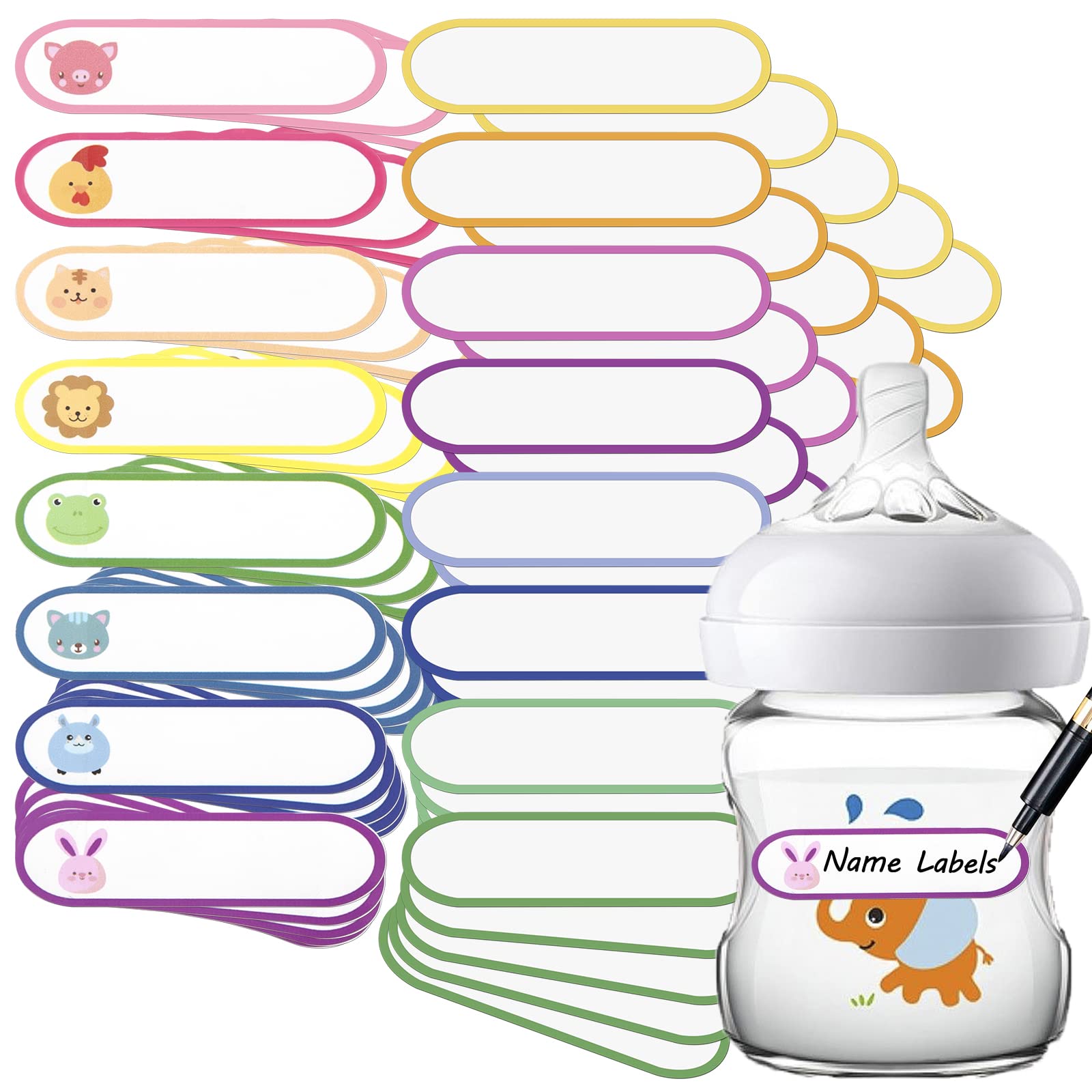 Waterproof Baby Bottle Labels for Daycare Essentials, 80PCS Name Labels for Kids School Supplies Personalized, Self Laminating, Dishwasher Safe, Toddler Name Stickers Tags for Water Bottle Pacifier