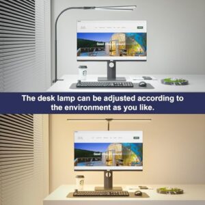 Kintion Desk Lamps for Home Office, 12W Flexible Gooseneck Smart Lighting, Ultra-Bright Extra-Wide Task Light, Study Light, Architectural Light with Clip