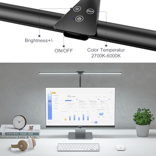 Kintion Desk Lamps for Home Office, 12W Flexible Gooseneck Smart Lighting, Ultra-Bright Extra-Wide Task Light, Study Light, Architectural Light with Clip