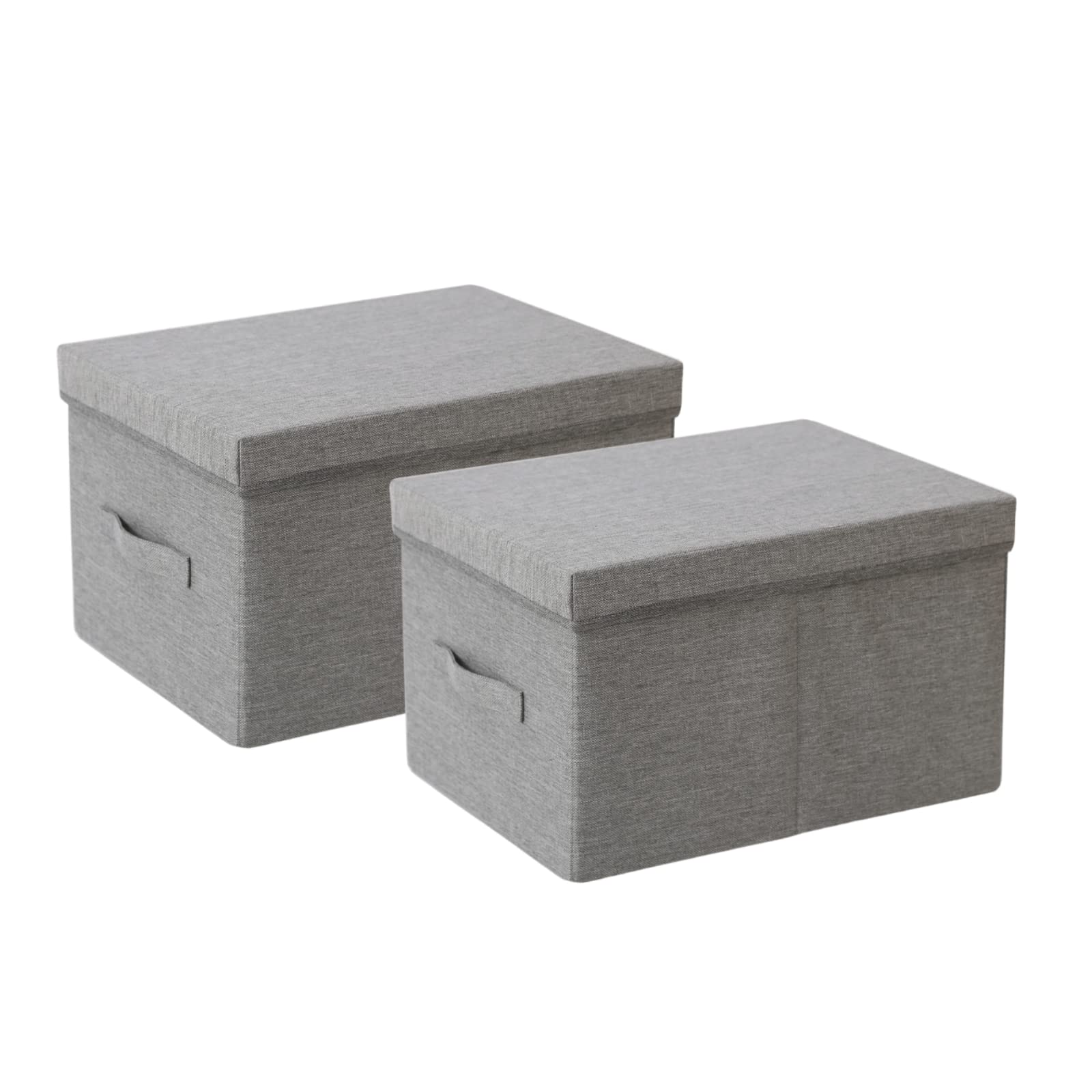 CANFOD Collapsible Storage Bins with Lids2 Pack, Storage Box Bins, Organizer Bins, Storage Bins for Clothes (S(13.7x11.0x7.1) for 8-10 T-shirts, Light Grey)