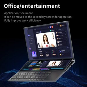 Tangxi Smart Dual Screen Laptop,16in Main Screen & 14in Touch Screen,for Intel Core I7 CPU,32G DDR4 RAM 64G SSD,Support Dual Graphics Cards,Dual Channel Memory.
