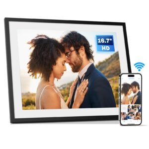 arktronic 16.7 inch extra large digital picture frame wifi 32gb, electronic photo frame hd touch screen, motion sensor, instantly share photos/videos via app & email, for mom