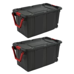 pzcxbfh 40 gallon wheeled plastic storage bin; black; set of 2