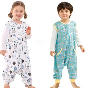 WONDAY Toddler Sleep Sack 2 Pack, Sleep Sack 2t-3t, Sleep Sack Baby Wearable Blanket, Toddler Baby Sleep Sacks with Feet, Sleeveless Toddler Sleeping Sack