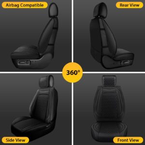 Seat Covers Front Set for Toyota Tacoma Custom Fit 2009-2023 TRD Sport Off-Road TRD Pro Limited SR SR5 Package Access Double Extended Cab Pickup Truck Leather Seat Cover (2 Pcs Front Set, Black)