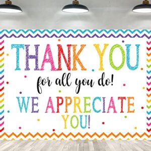 Ticuenicoa 5×3ft Thank You Banner Thank You for All You Do Backdrop We Appreciate You Graduation Background for Photography Thanks Party Decorations Appreciation Banner Retirement Photo Booth Props