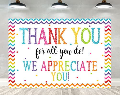 Ticuenicoa 5×3ft Thank You Banner Thank You for All You Do Backdrop We Appreciate You Graduation Background for Photography Thanks Party Decorations Appreciation Banner Retirement Photo Booth Props