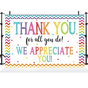 Ticuenicoa 5×3ft Thank You Banner Thank You for All You Do Backdrop We Appreciate You Graduation Background for Photography Thanks Party Decorations Appreciation Banner Retirement Photo Booth Props