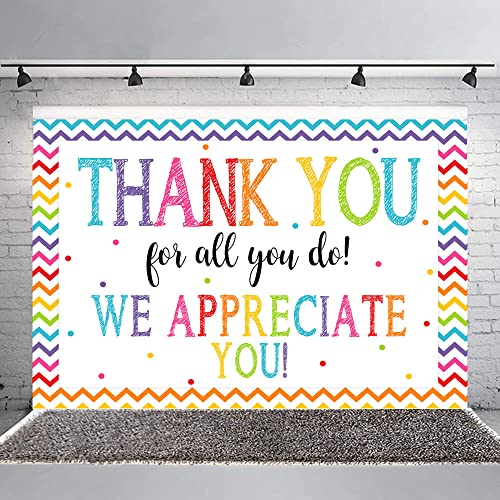 Ticuenicoa 5×3ft Thank You Banner Thank You for All You Do Backdrop We Appreciate You Graduation Background for Photography Thanks Party Decorations Appreciation Banner Retirement Photo Booth Props