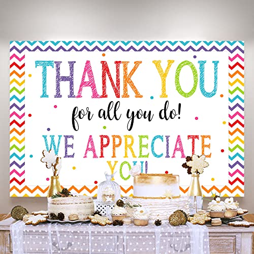 Ticuenicoa 5×3ft Thank You Banner Thank You for All You Do Backdrop We Appreciate You Graduation Background for Photography Thanks Party Decorations Appreciation Banner Retirement Photo Booth Props