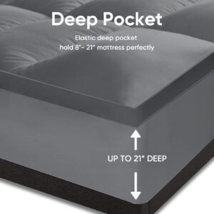 Mattress Topper Queen Size, CYMULA Cooling Mattress Pad Cover for Bed Back Pain, Extra Thick Pillow top Down Alternative Overfilled Plush with 8-21 Inch Deep Pocket - 60"x80" Grey